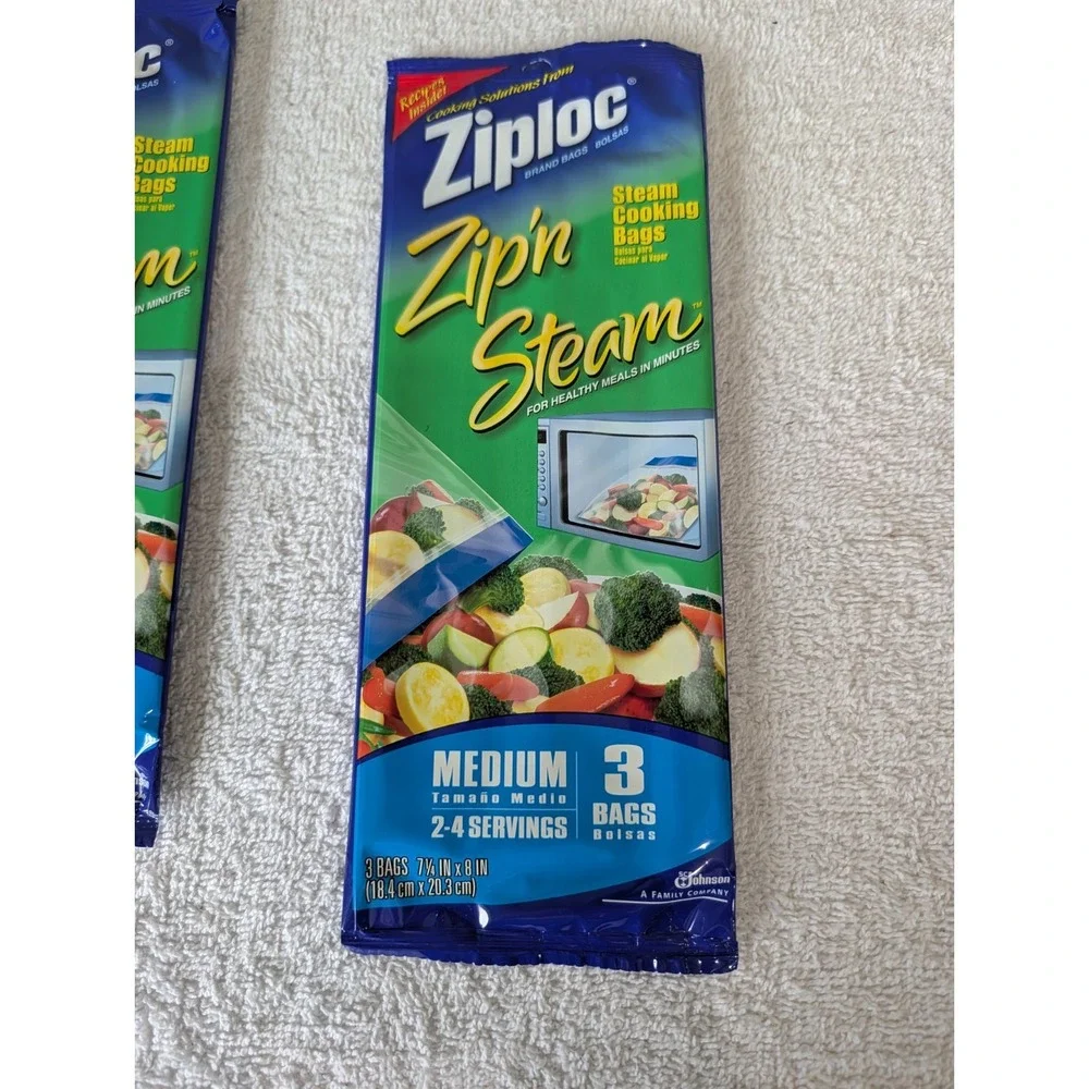 Ziploc Zip'N Steam Medium Cooking Bag - Pack of 3 (9 Total) Rare! Discontinued!